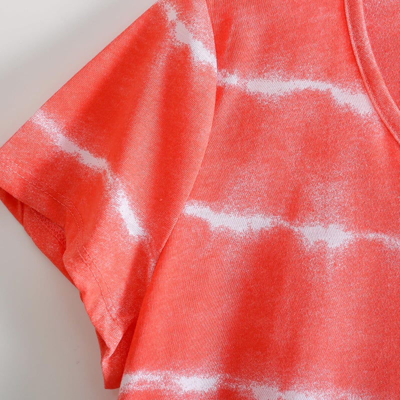 PNAEONG Women's Cotton Nightgown Sleepwear Short Sleeves Shirt Casual Print Sleepdress XTSY108-Orange Wave-M - Image 5